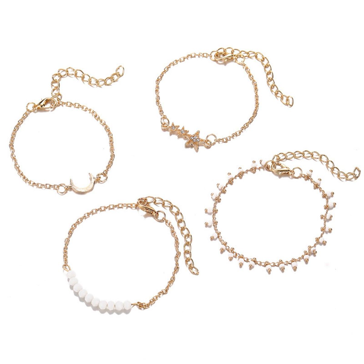 4PcsSet Ladies Bracelet Five-pointed Star Women Bracelet Golden
