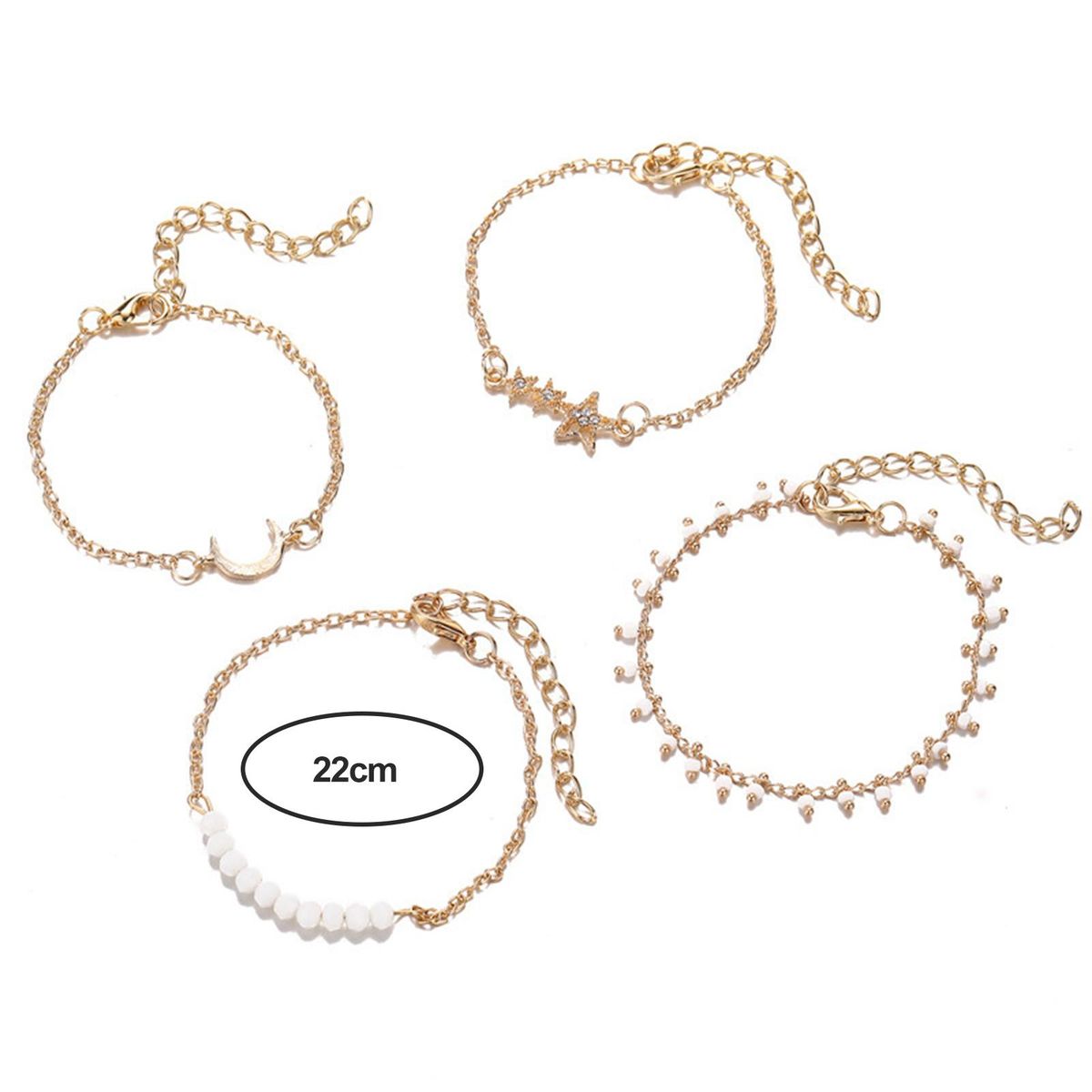 4PcsSet Ladies Bracelet Five-pointed Star Women Bracelet Golden