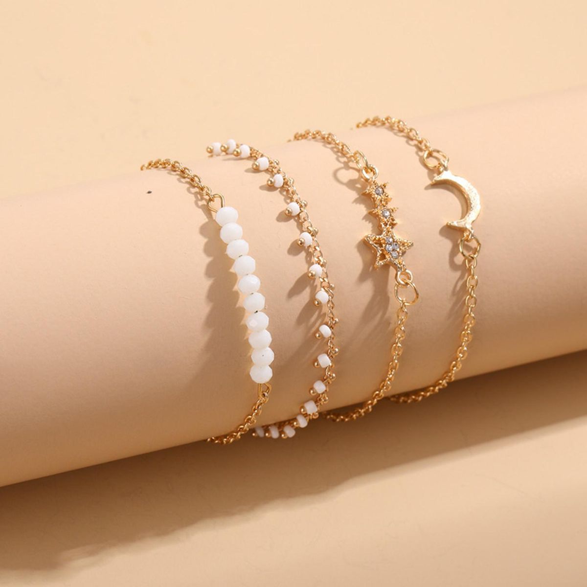 4PcsSet Ladies Bracelet Five-pointed Star Women Bracelet Golden