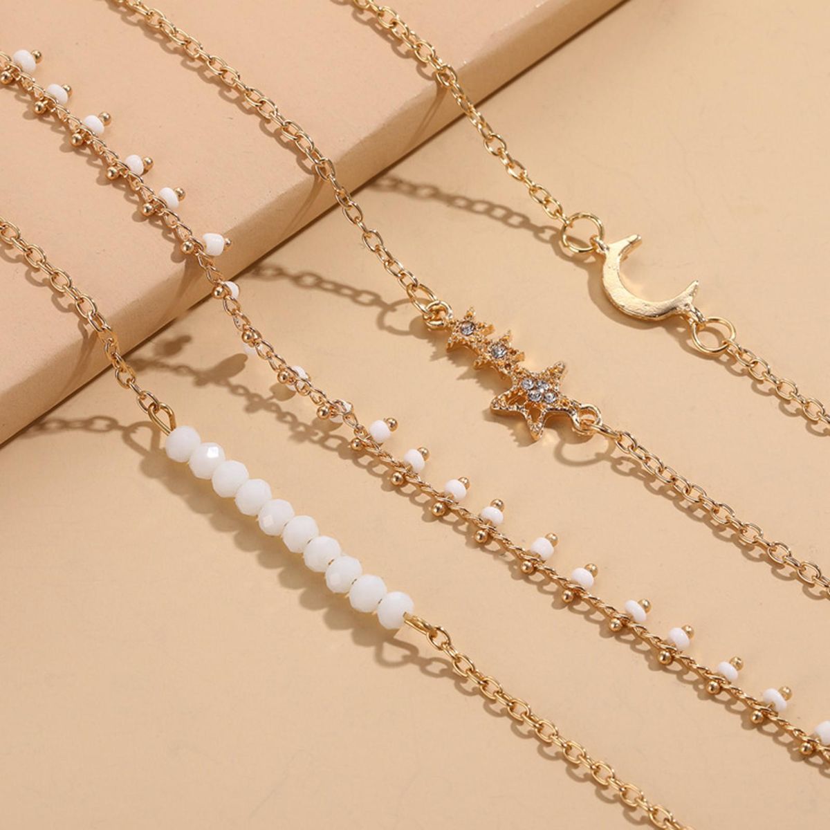 4PcsSet Ladies Bracelet Five-pointed Star Women Bracelet Golden