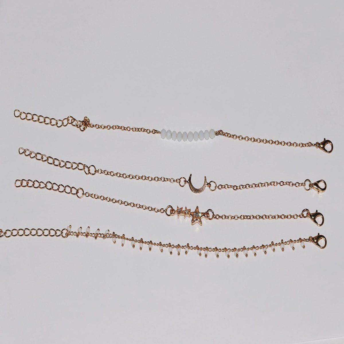 4PcsSet Ladies Bracelet Five-pointed Star Women Bracelet Golden