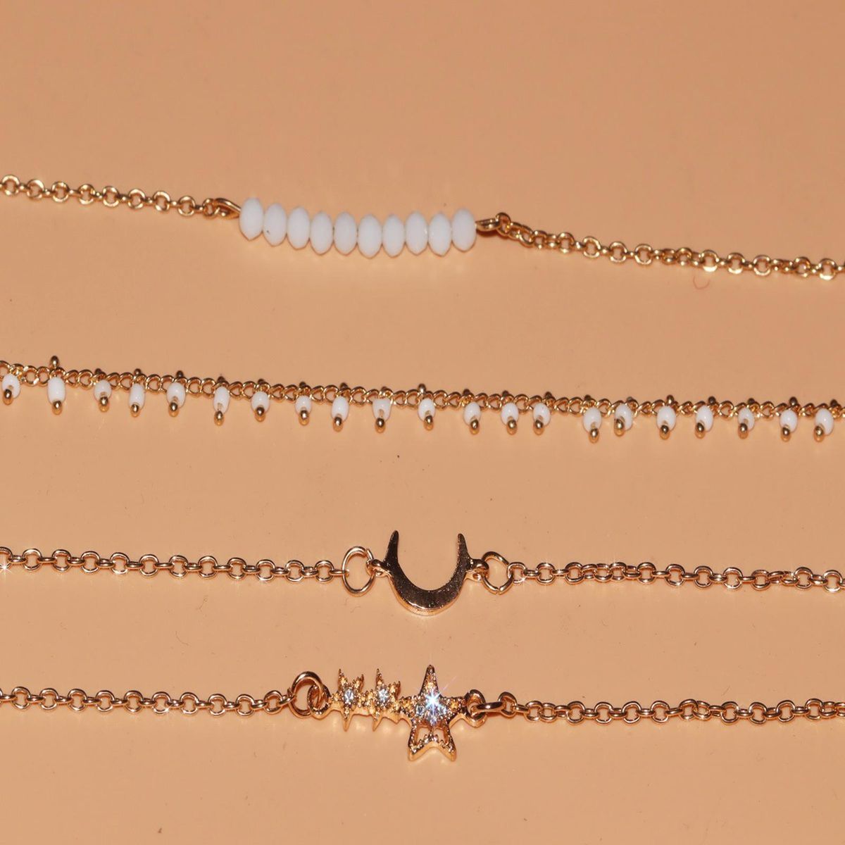 4PcsSet Ladies Bracelet Five-pointed Star Women Bracelet Golden