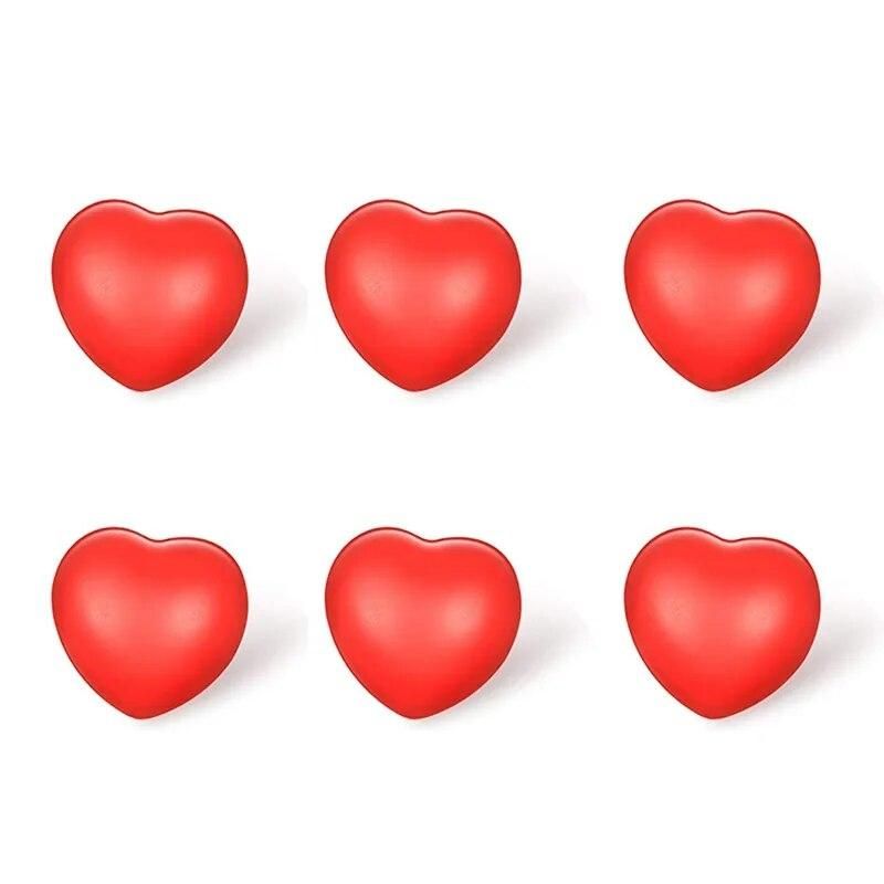 6Pcs 1.5 Inch Stress Reliever Ball Valentine's Day Heart Shapeds Foam Stress Relief Ball For School Carnival Reward