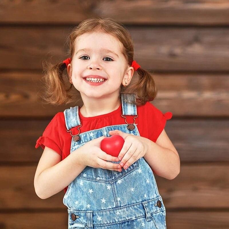 6Pcs 1.5 Inch Stress Reliever Ball Valentine's Day Heart Shapeds Foam Stress Relief Ball For School Carnival Reward