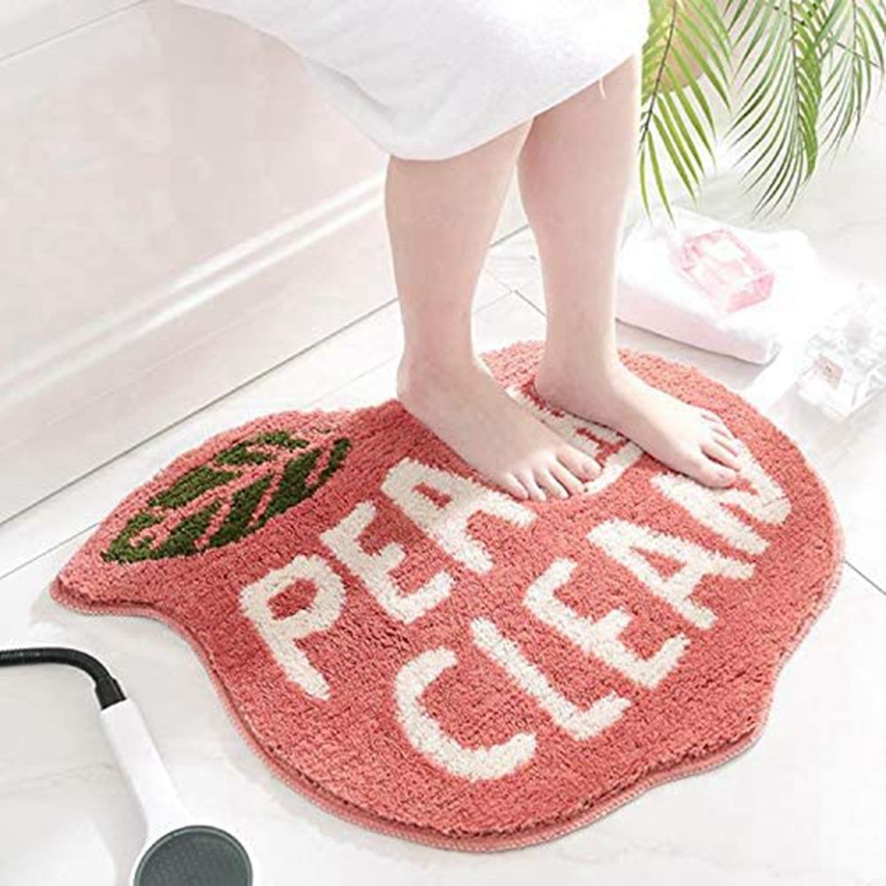 Cartoon Peach Flocking Carpet Floor Mat,for Home &