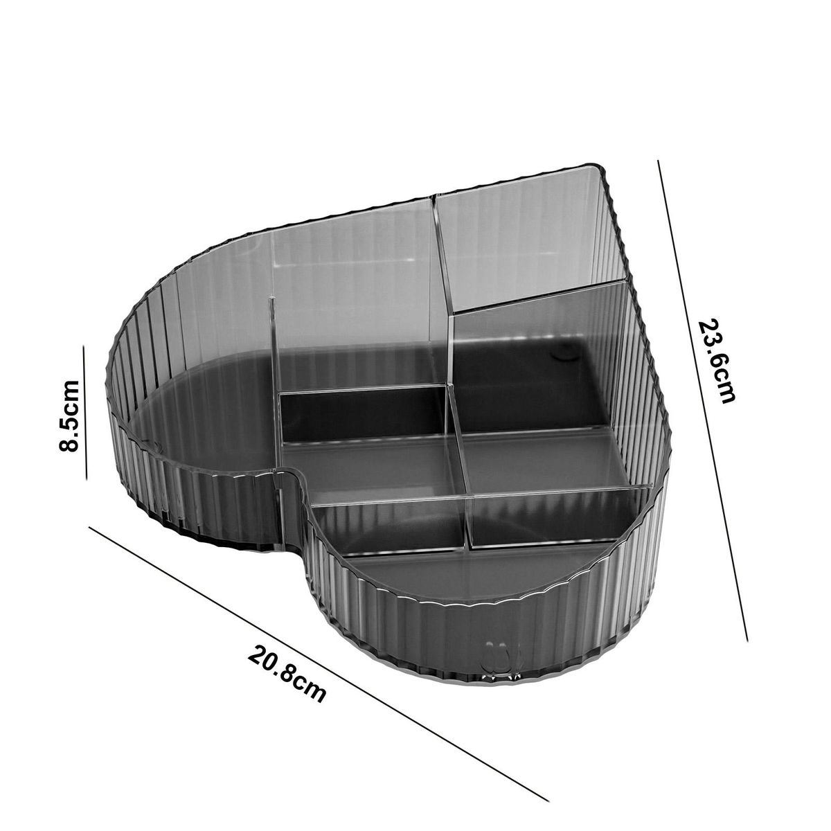 Heart-shaped Storage Box Transparent Heart-shaped Makeup for Bathroom Grey