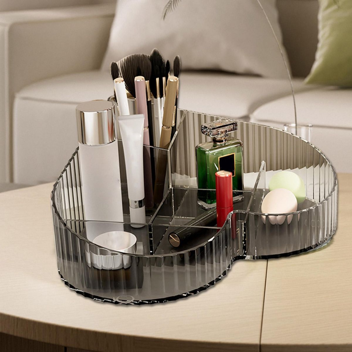 Heart-shaped Storage Box Transparent Heart-shaped Makeup for Bathroom Grey