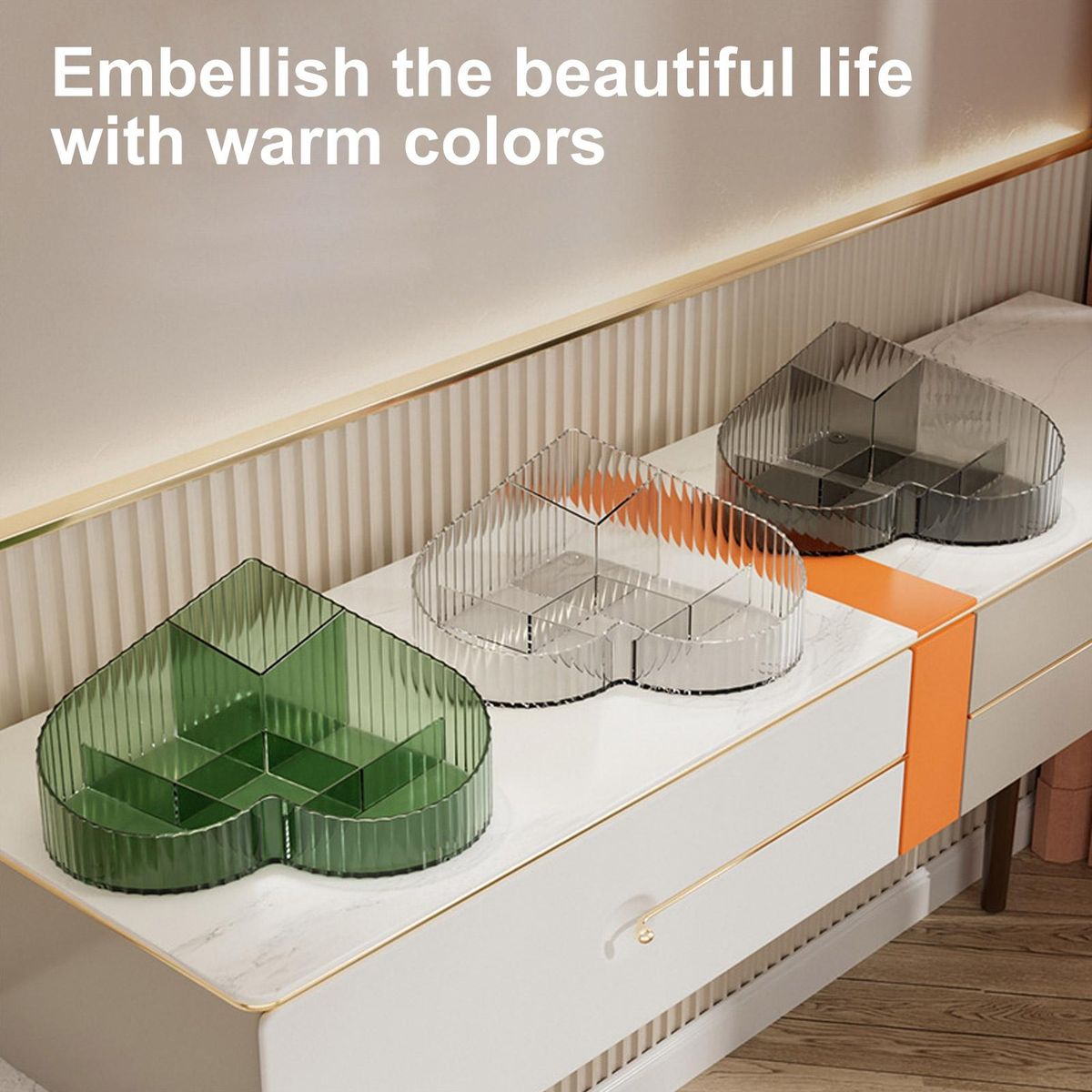 Heart-shaped Storage Box Transparent Heart-shaped Makeup for Bathroom Grey