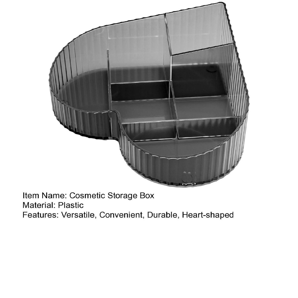 Heart-shaped Storage Box Transparent Heart-shaped Makeup for Bathroom Grey