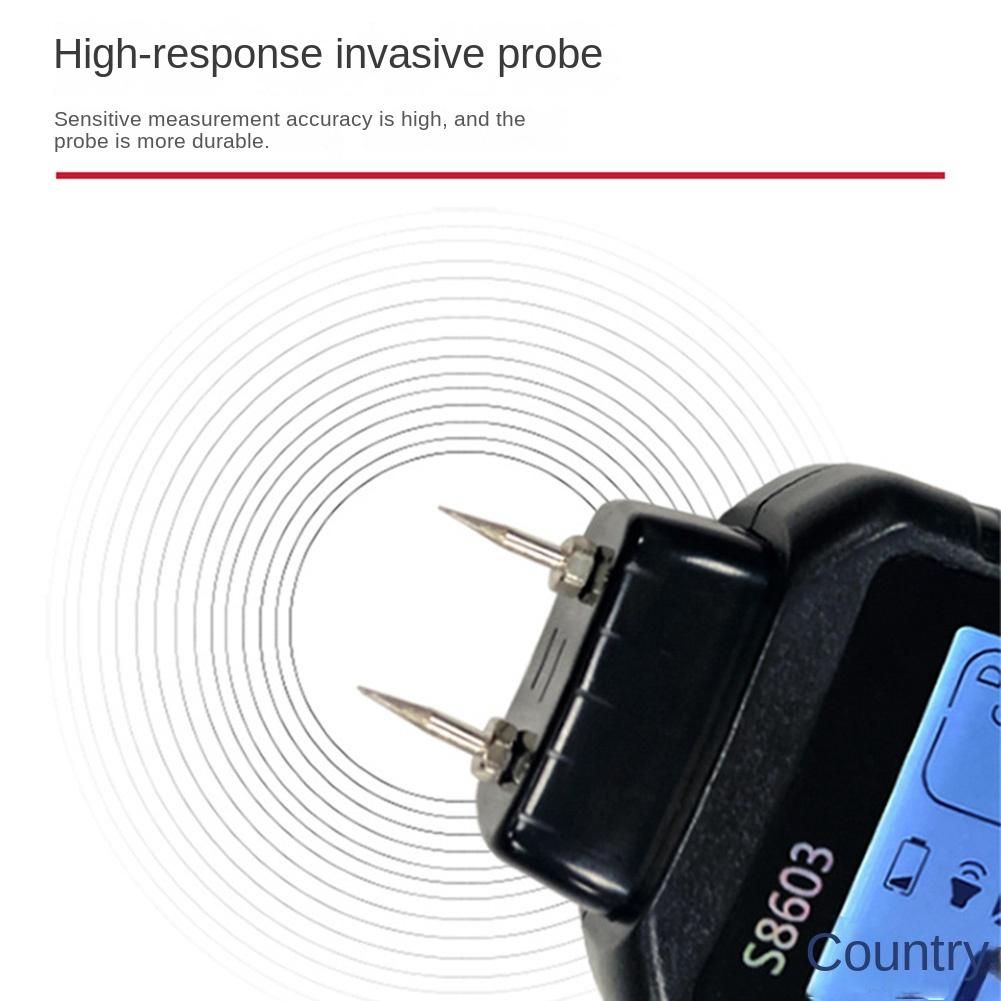 Two Pins Digital Wood Moisture Meter 0-999% Wood Humidity Tester Timber Damp Detector with LCD Display