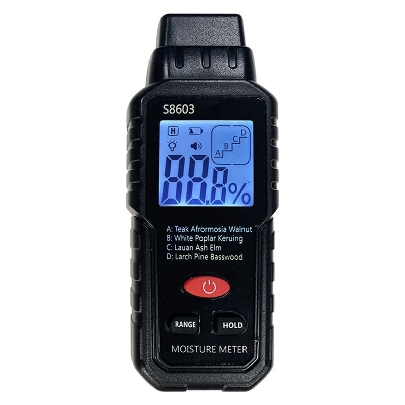Two Pins Digital Wood Moisture Meter 0-999% Wood Humidity Tester Timber Damp Detector with LCD Display