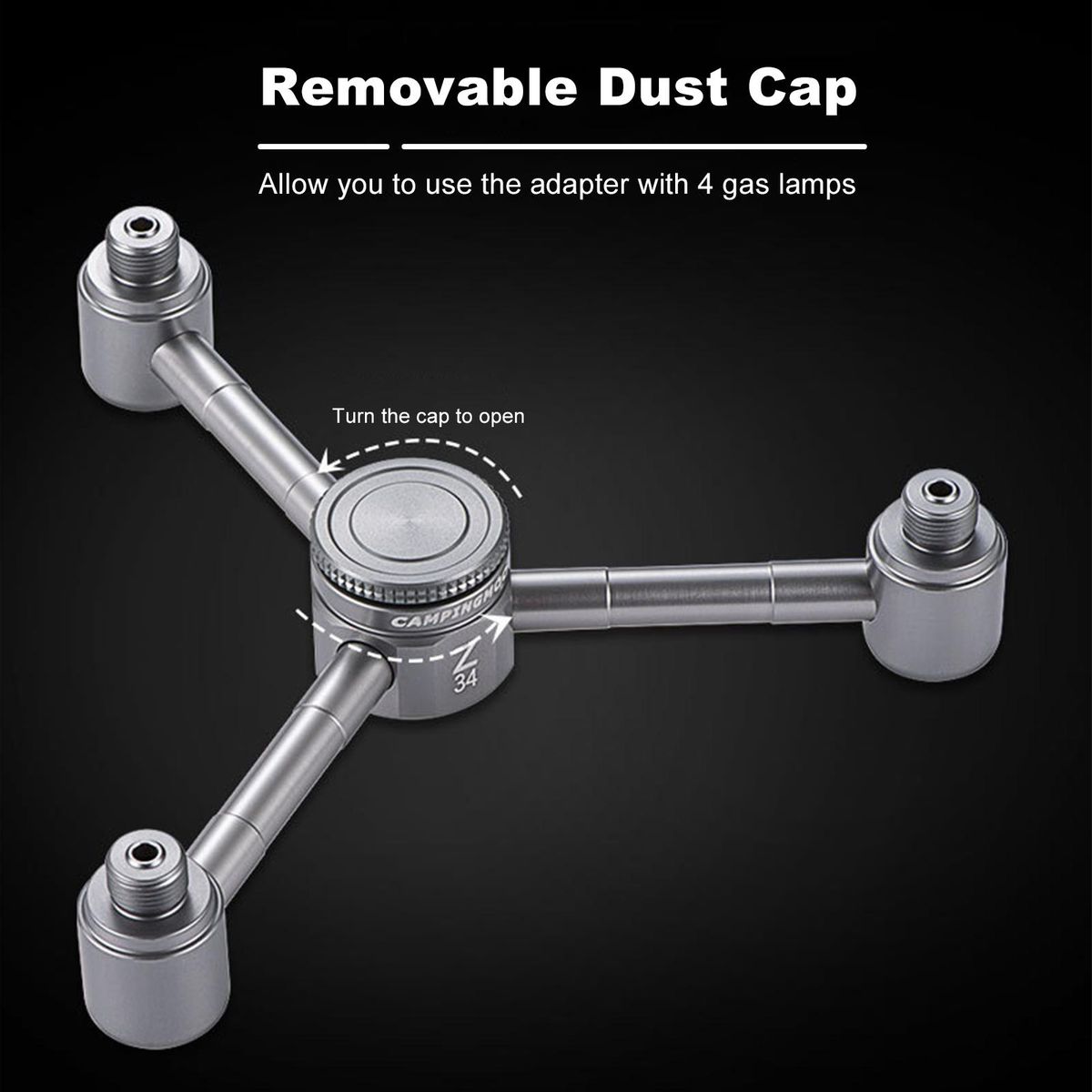Camping Gas Tank Connector 1 to 4 Outdoor Gas Tank Adapter with Extension Rod for Gas Lamps