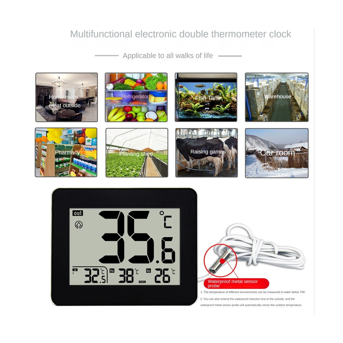 Digital Double  Outdoor Indoor  Elderly Children's Room Electronic Temperature Controller White