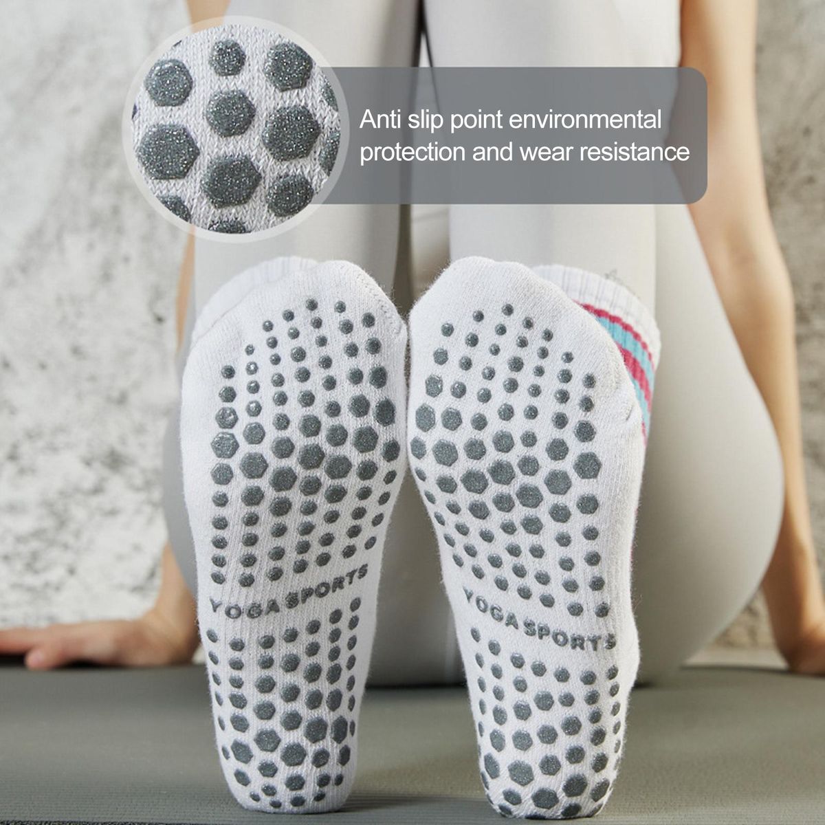 1 Pair Thermal Socks Winter Women Fitness Yoga Long Calf Socks Red White