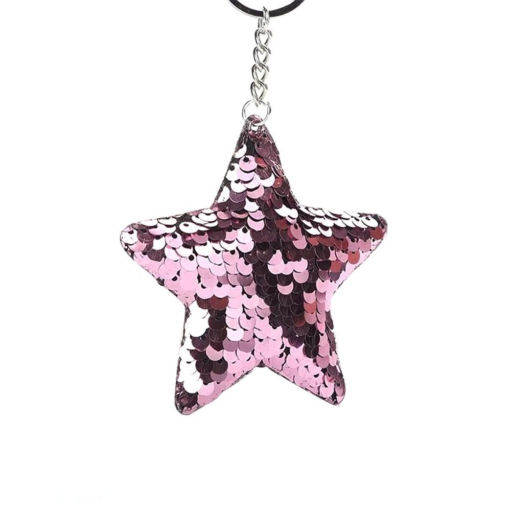 Keychain Key Ring Pendant Reflective Glossy Five-Pointed Star Colorful Sequins Small Star Bag Gifts Favors
