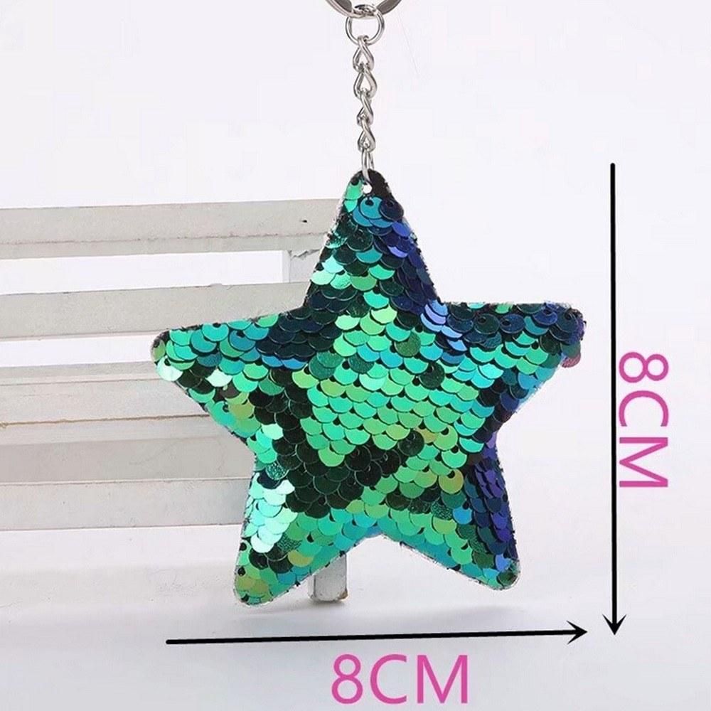Keychain Key Ring Pendant Reflective Glossy Five-Pointed Star Colorful Sequins Small Star Bag Gifts Favors