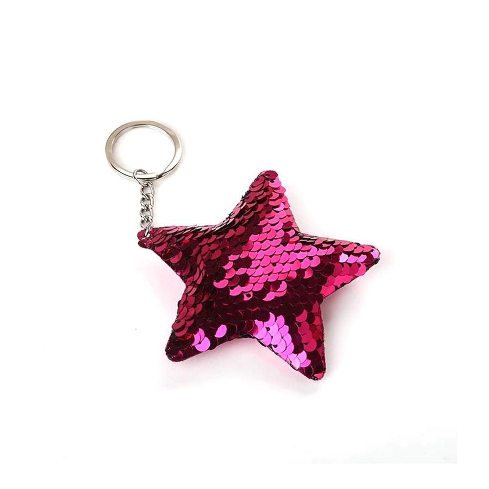 Keychain Key Ring Pendant Reflective Glossy Five-Pointed Star Colorful Sequins Small Star Bag Gifts Favors