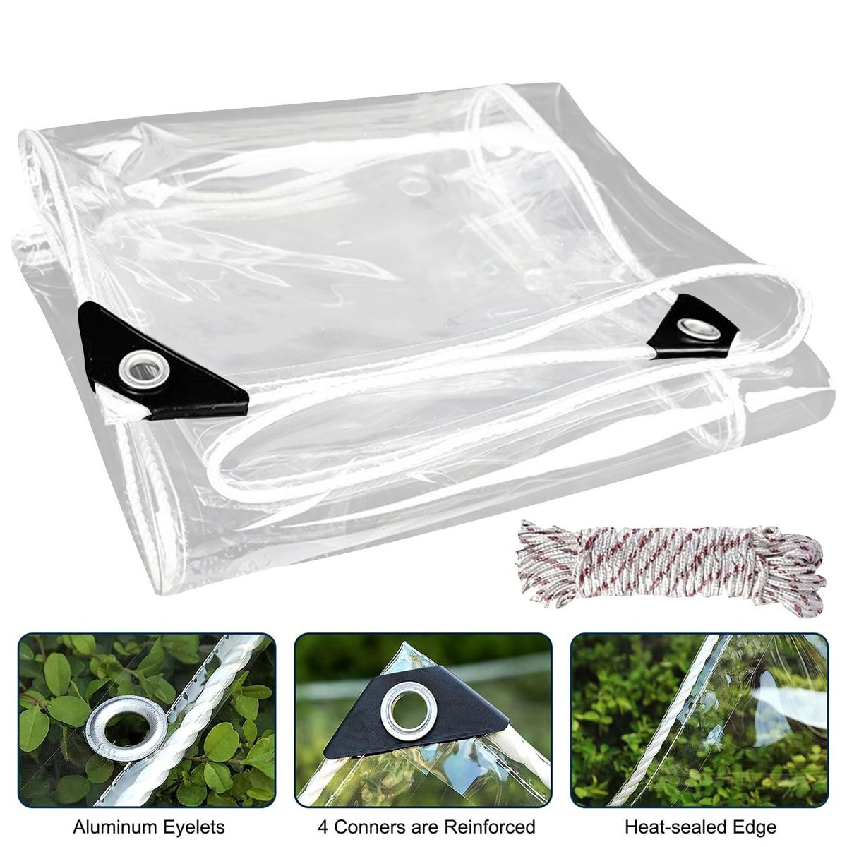 Windproof Tarp Waterproof Tarp with Grommets Reinforced for Outdoor