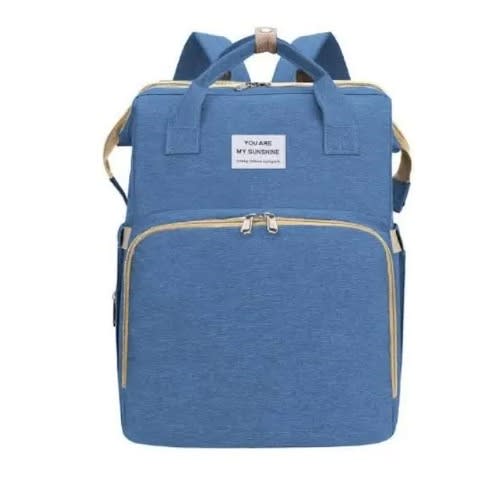 Durable All Purpose Baby Bag With Convertible Bed - Blue
