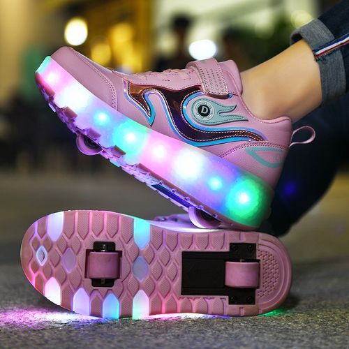 Children's Board Shoes [Two Wheels*USB Charging*LED]-166 Pink