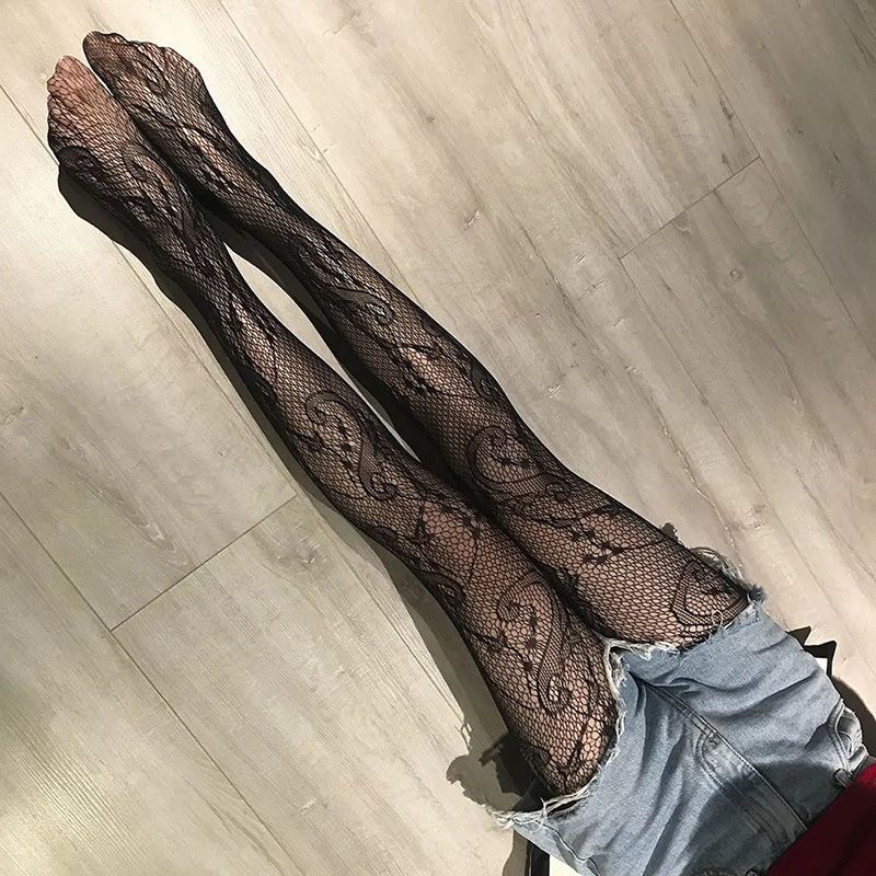 Sexy Lingerie Stockings Black Fishnet Jacquard Stocking Pantyhose Tights WK31