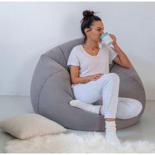 Inflatable Intex Beanless Bag Chair + Free Manual Pump Grey