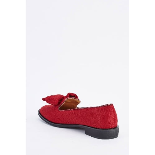 Ladies PVC Bow Detailed Shoes - Red