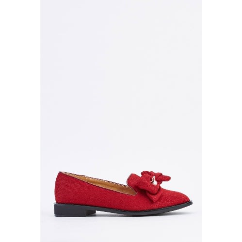 Ladies PVC Bow Detailed Shoes - Red
