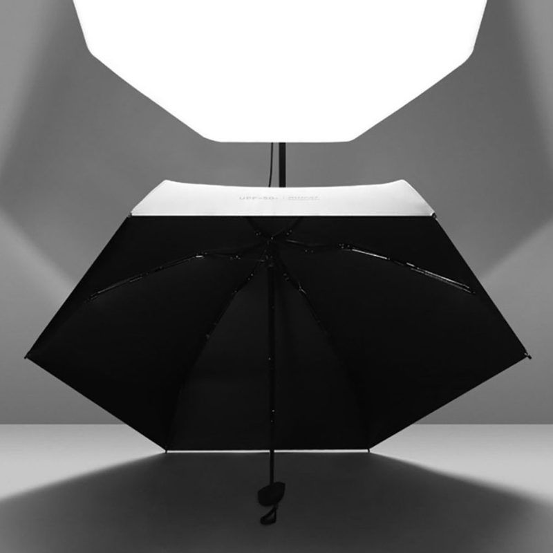 Mini Summer Waterproof Windproof Folding UPF50+ Sun UV-Black