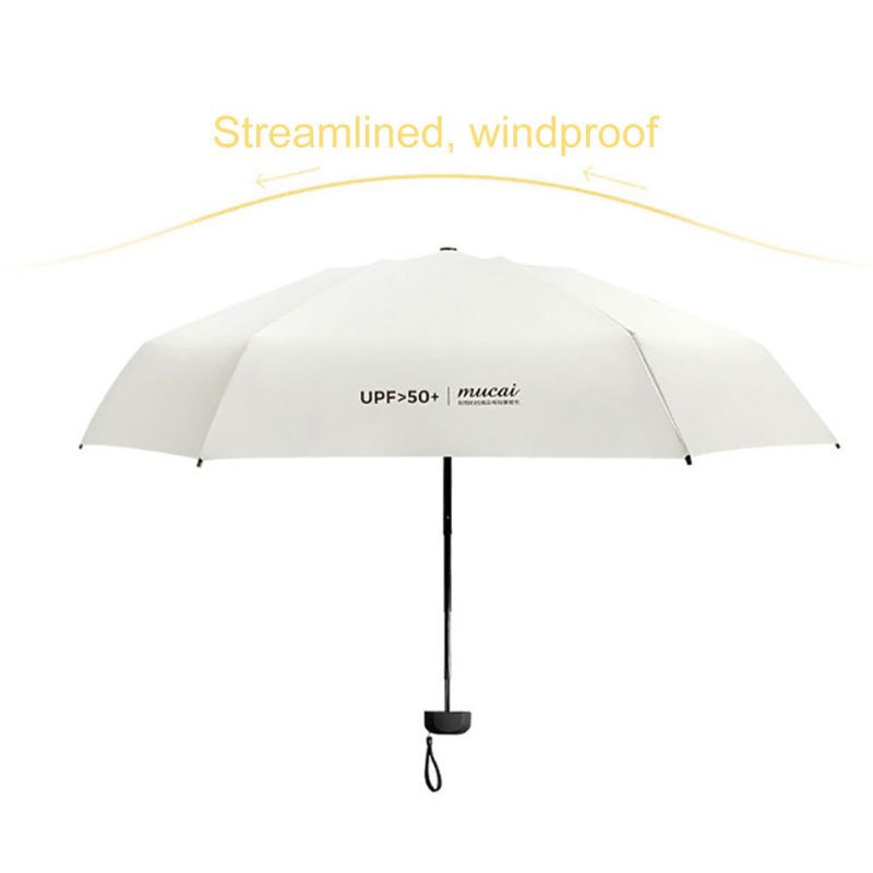 Mini Summer Waterproof Windproof Folding UPF50+ Sun UV-Black