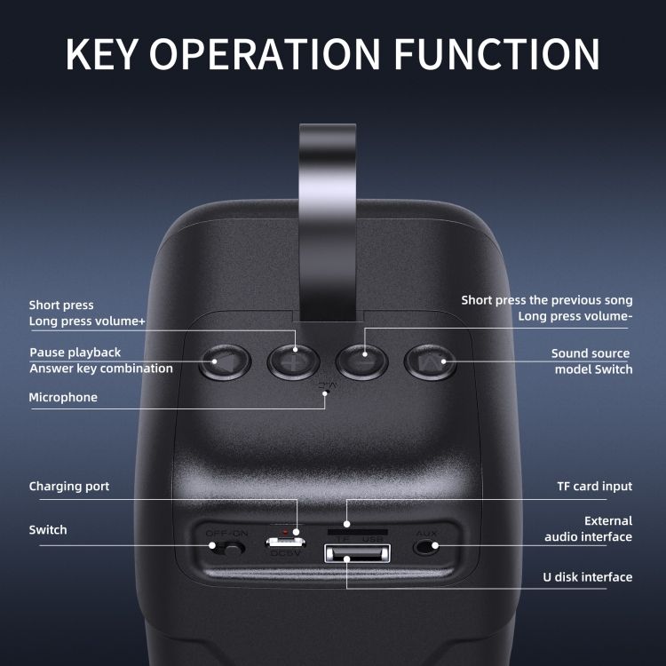 Portable Cylindrical Bluetooth Speaker