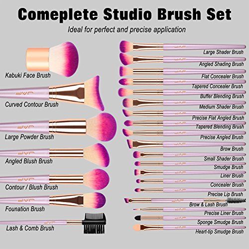 JAF 26pcs Professional Large Pink Purple Makeup Brushes Set