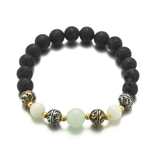 Hipster Natural Volcanic Stone Yoga Luminous Beads Bracelet Light Blue