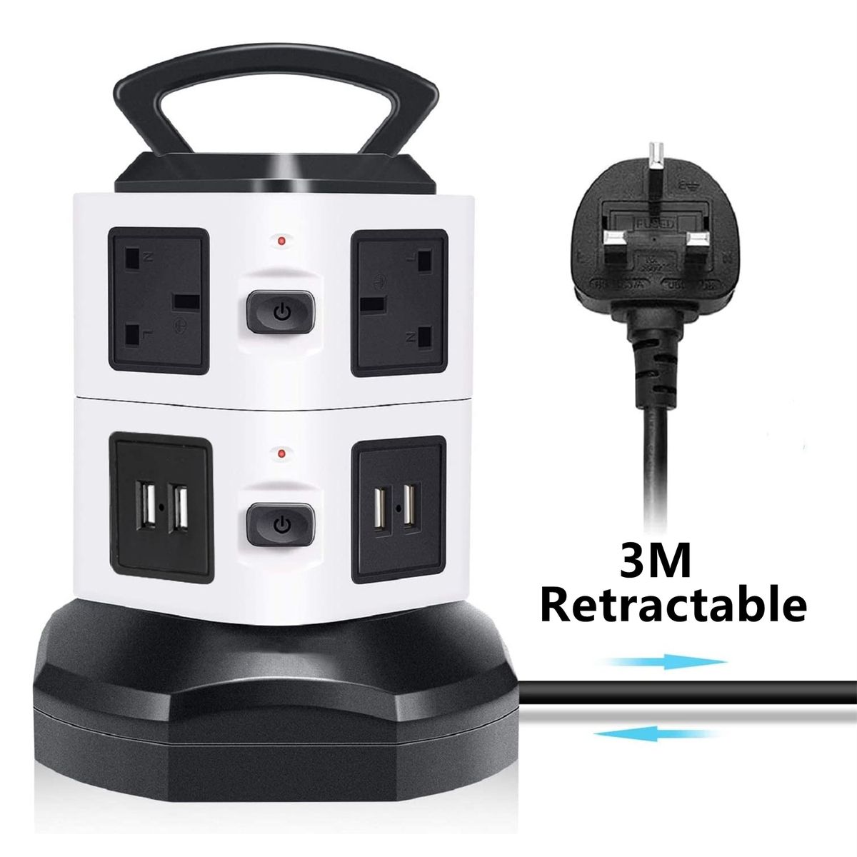 6 Sockets 4 USB Extension Box Power Strip Surge Protect Plug