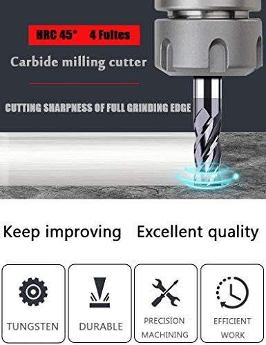 6pcs 12 38 516 14 316 18 Carbide Square End Mill HRC 45 Deg