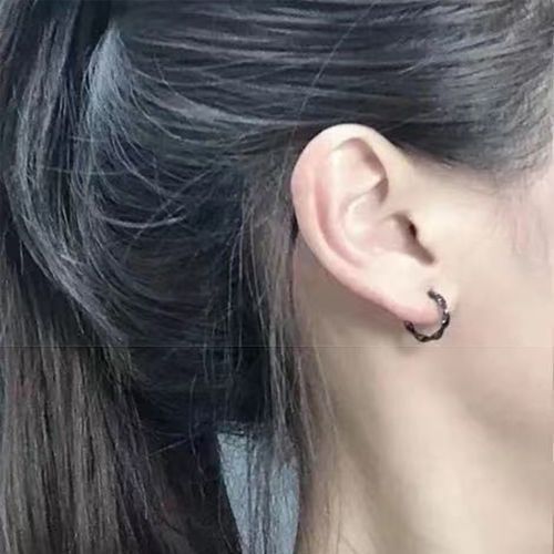 Man's Tide Ins Students Cold Wind Ear Ring Jewelry Twisted Rope Ear Clip Black