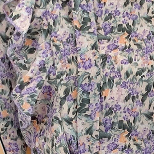 Floral Side Frill Blouse - Purple