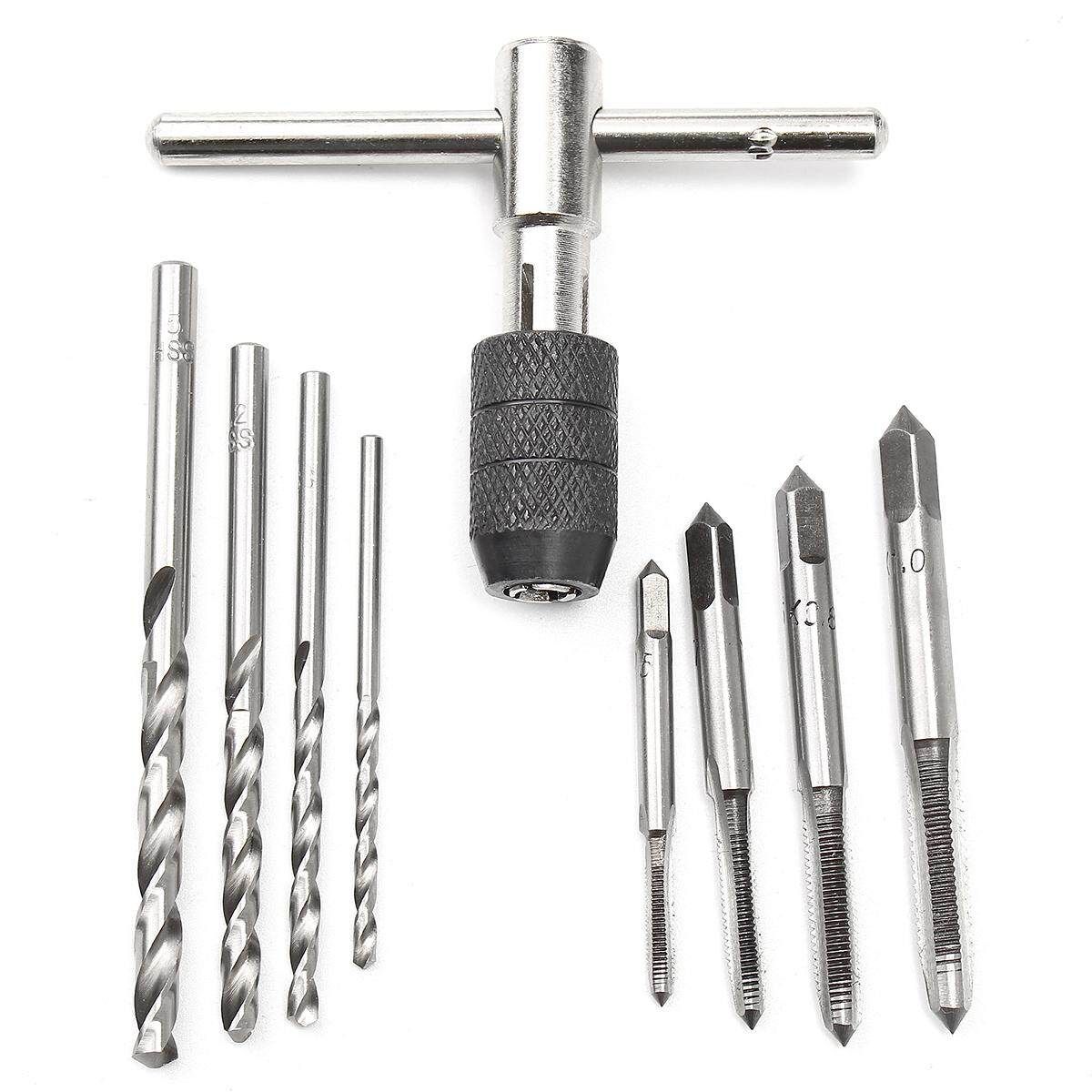 -M6 Machine Screw Metric Tap Reamer T-Handle Wrench Twist Drill Bit Tool Set