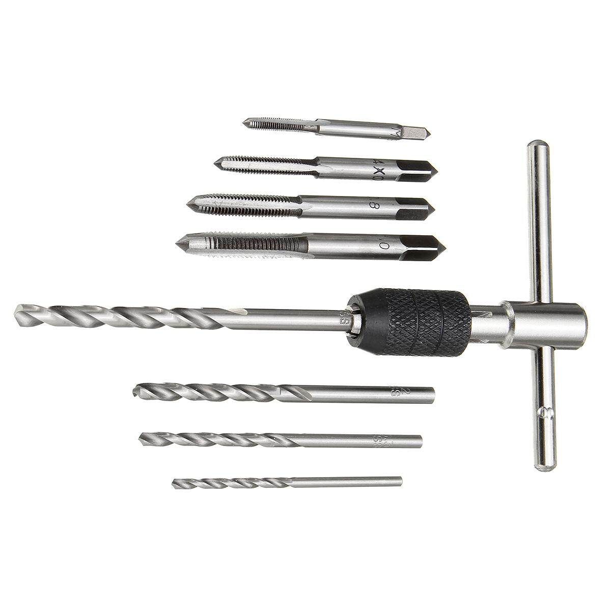 -M6 Machine Screw Metric Tap Reamer T-Handle Wrench Twist Drill Bit Tool Set