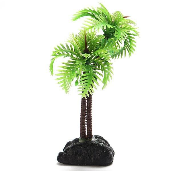 2Pcs Plastic Aquarium Coconut Trees Fish Tank Plants Ornament Decoration Fresh