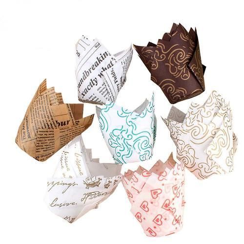 100pcs Assorted Colour Tulip Paper Baking Cases For Muffins, Cakes, Cupcakes, Chocolate, Cakes, Etc, Paper, Multi-coloured, 5cm(500PCS)