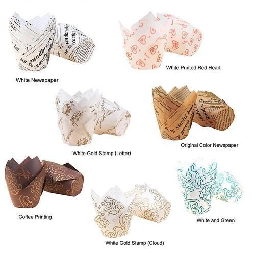 100pcs Assorted Colour Tulip Paper Baking Cases For Muffins, Cakes, Cupcakes, Chocolate, Cakes, Etc, Paper, Multi-coloured, 5cm(500PCS)