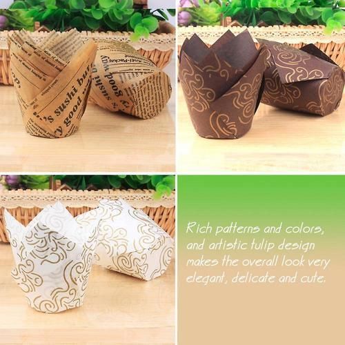 100pcs Assorted Colour Tulip Paper Baking Cases For Muffins, Cakes, Cupcakes, Chocolate, Cakes, Etc, Paper, Multi-coloured, 5cm(500PCS)