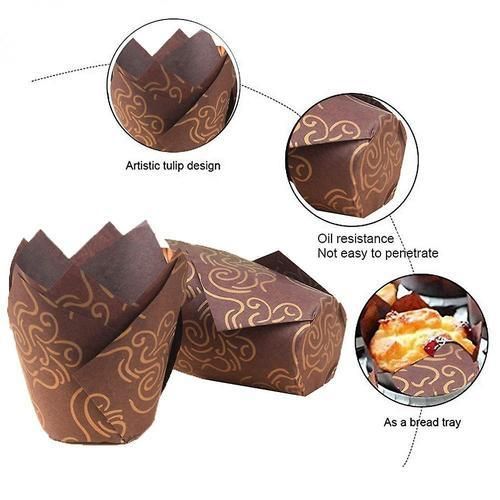 100pcs Assorted Colour Tulip Paper Baking Cases For Muffins, Cakes, Cupcakes, Chocolate, Cakes, Etc, Paper, Multi-coloured, 5cm(500PCS)