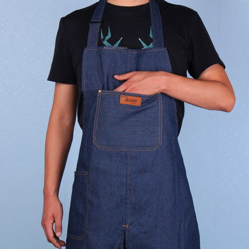 Adjustable Pottery Denim Split Leg Apron Portable Pocket DIY Ceramic Sculpture Mud-retaining Overalls Anti-oil And Anti-fouling Denim Apron 1pcs