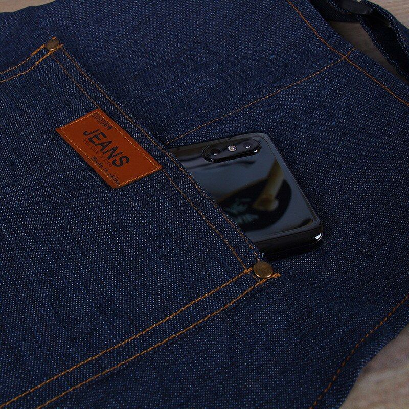 Adjustable Pottery Denim Split Leg Apron Portable Pocket DIY Ceramic Sculpture Mud-retaining Overalls Anti-oil And Anti-fouling Denim Apron 1pcs