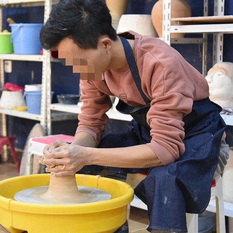Adjustable Pottery Denim Split Leg Apron Portable Pocket DIY Ceramic Sculpture Mud-retaining Overalls Anti-oil And Anti-fouling Denim Apron 1pcs