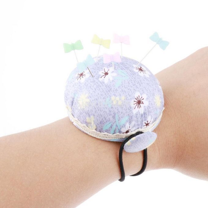 Sewing /Pin Cushion Wrist Pin  Holder Safety Craft Beige 1