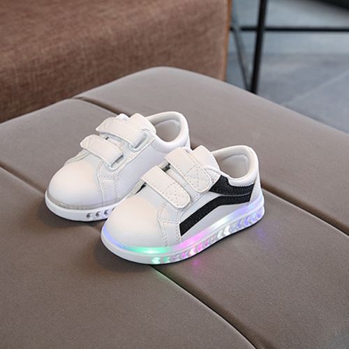 Girls' Casual Sports Soft Sole Luminous Boys Sneaker LED Children's White Shoes