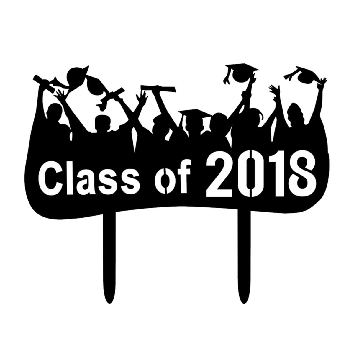 Class of 2018 Black Cake Topper Graduation Party Cake
